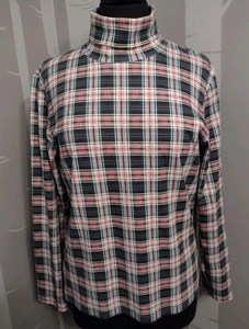Christopher & Banks Christmas Turtleneck Womens L Cotton Plaid Red & Green - Picture 1 of 5