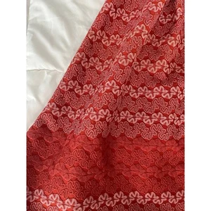 Alga Square Neck Fit & Flare Dress Lace Overlay Orange Red Size Large - Picture 1 of 8