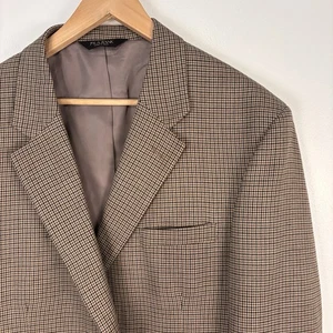 Jos A Bank NEW Blazer Mens 48L Brown Wool Houndstooth Suit Jacket Sport Coat - Picture 1 of 10
