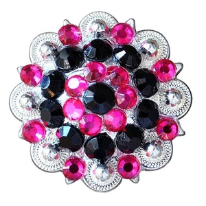 HILASON Set of 32 Black Hot Pink Crystal Berry Headstall Saddle Cowgirl| - Picture 1 of 7