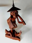 alte Schnitzerei Edel holz Skulptur figur Reis bauer Gänse Asien 33cm HANDARBEIT