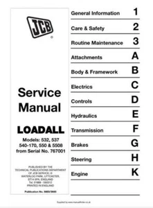 JCB 532 537 540-170 550 5508 Loader Service Workshop Manual Delivered Today - Picture 1 of 4