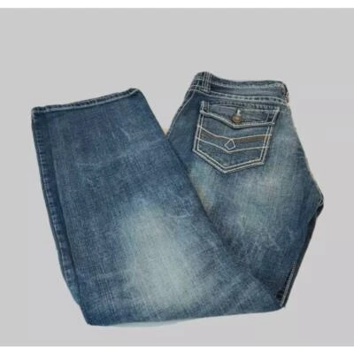 Pantalones de mezclilla rectos de lavado medio Decree Flex diseño bolsillos para hombre 35 x 32 Foto 1 de 4