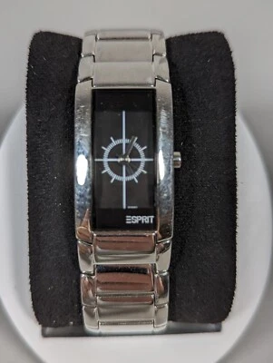 Esprit Womans Black Dial Silver Tone Rectangle Case Link Bracelet Band Watch 7.5 - Image 1 of 4