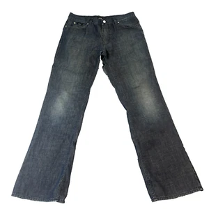 Vtg Hugo Boss Jeans 32 32 Relaxed Bootcut Dark Blue Neppy Houston Pinpoint Denim - Picture 1 of 11