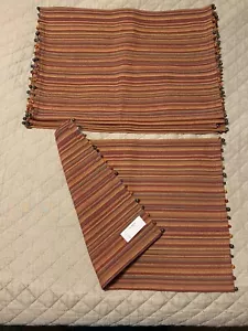 PIER 1 IMPORTS SET OF 6 STRIPE COTTON FABRIC GLASS BEADED PLACEMATS - Picture 1 of 7