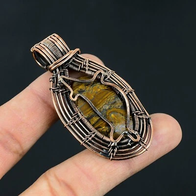 Colgante de hierro ojo de tigre piedras preciosas alambre de cobre envuelto para mujer regalo joyería LC-190 Foto 1 de 4