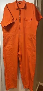 Mens Coverall Safety Orange SIZE 4XL zipper Short Sleeve Elastic Back, costume? - Picture 1 of 3