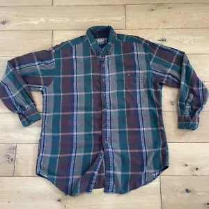Camisa Ralph Lauren Chaps Vintage Para Hombre Grande Cuadros Manga Larga Botón - Imagen 1 de 12