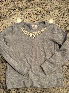 Crewcuts Girls Sweatshirt 10 Cotton Gray Crew Neck Long Sleeve Pullover Seashell - Picture 1 of 3