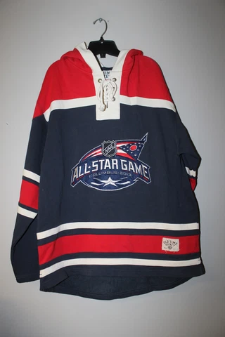New NHL Columbus Blue Jackets All Star Game old time Hockey cotton hoodie men L Cover
