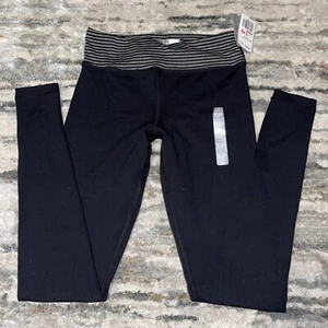 NWT Forever 21 Black Leggings with Gray Striped Waistband Small - Picture 1 of 1