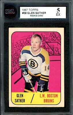 1967-68 TOPPS NHL HOCKEY #38 Glen Sather Rookie HOF KSA 5 EX Boston Bruins RC - Image 1 of 2