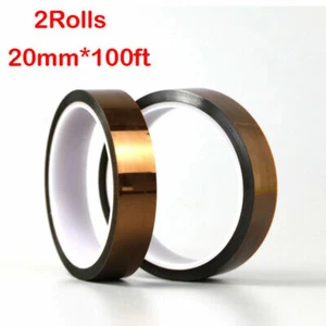 2 Rolls Heat Resistant Tapes Sublimation Press Transfer Thermal Tape 20mm*100ft - Picture 1 of 3