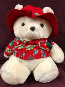 1993 Santa Bear Traveler with original backpack, passport and unused stickers - Picture 1 of 7