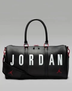 $125 Nike Air Jordan Sport Synthetic Leather Duffle 23L Luxury Travel Bag Black - Picture 1 of 12