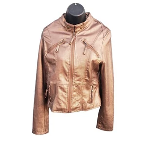 Women's Coat Mad MODÉLE Bronze Jacket 4 Zipper Pockets Zip up Sleeves Full Zip - Picture 1 of 10