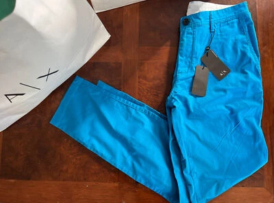 armani exchange trouser chino pants slim fit color blue Size 31 New With Tags - Image 1 of 4