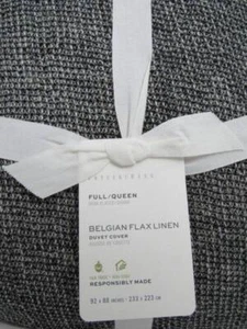 Pottery Barn European Flax Linen Waffle Weave F/Q Duvet Cover, Ebony NWT........ - Picture 1 of 9