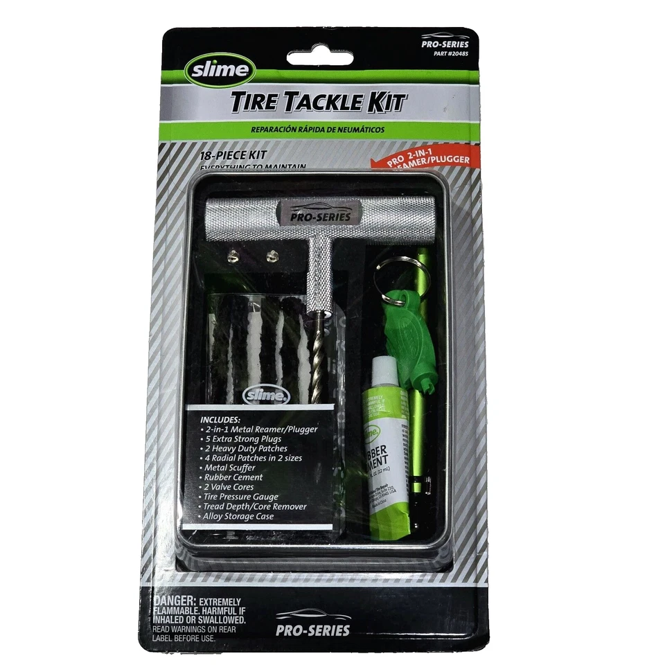 Slime Tire Tackle Kit 18 Piece Everything To Repair Maintain Tires Reamer Plugs - Image 1 of 1