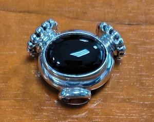 Joseph Esposito 925 Sterling Silver Onyx & Amber Interchangeable Snap Pendant - Picture 1 of 9