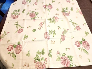 Maison Strauss tovaglia vintage lino classica rosa floreale 32" x 36" - Foto 1 di 4