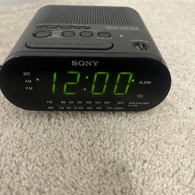 Sony Dream Machine Dual Alarm Clock AM FM Radio ICF-C218 Black Tested Working - Image 1 of 4
