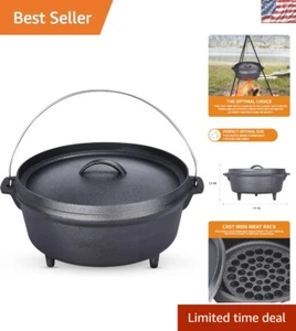 5 Quart Outdoor Dutch Oven Set - Runder Gusseisen Topf mit Deckel & Kochuntersetzer - Bild 1 von 8