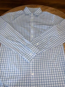 Mizzen + Main Leeward Shirt Medium Trim Fit Blue White Check Long Sleeve Button - Picture 1 of 6