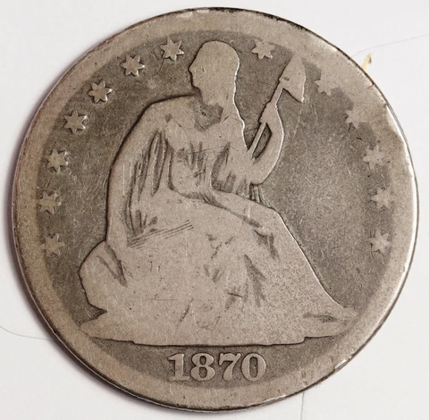 1870 Seated Liberty Half.  Good.  157332 Cover