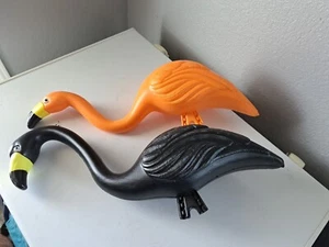 Orange & Black Flamingos Yard Ornament -Set of 2, 20" Long No Stakes - Picture 1 of 5