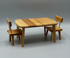 Strombecker Dollhouse Dining Table Chairs Wooden Leaf Expandable Furniture 1950s