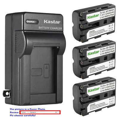 Kastar Battery AC Wall Charger for Sony NP-FM500H & DSLR-A200 Alpha A200 Camera
