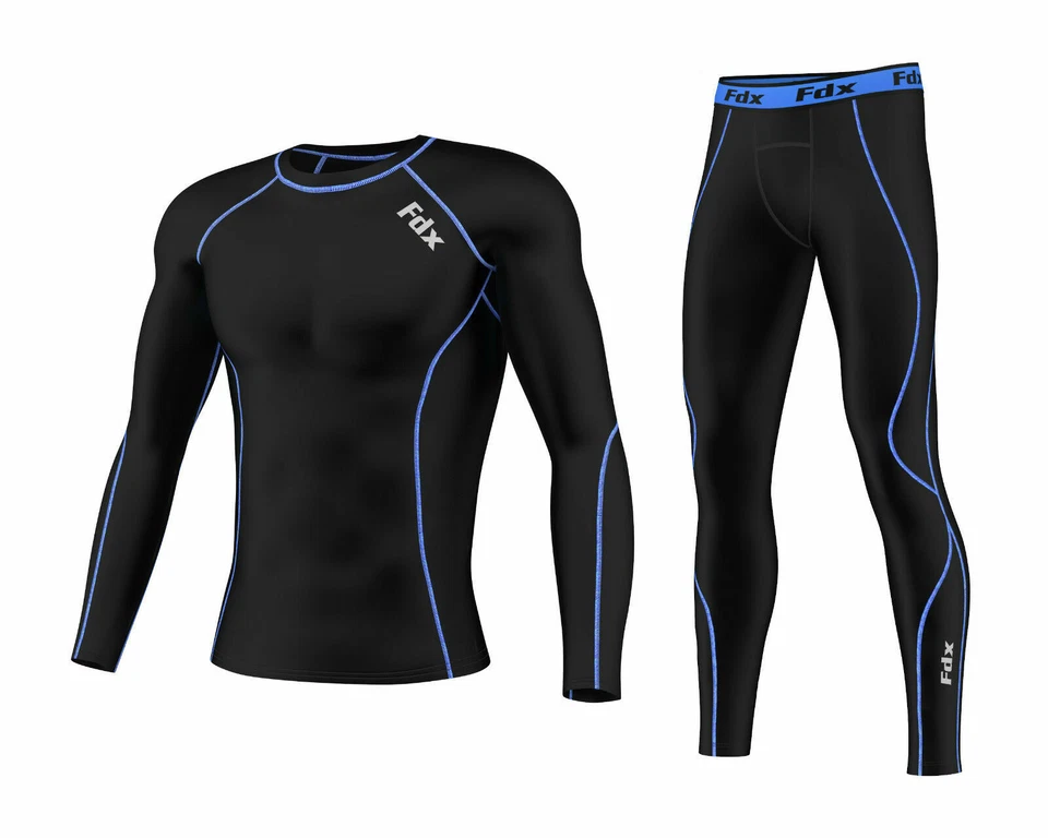 FDX Mens Compression Armour Base layer Top Skin Fit + compression Leggings set  - Image 1 of 1