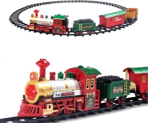 Christmas Train Set with Lights and Sounds Railway Tracks Sets Battery Operated - Picture 1 of 6