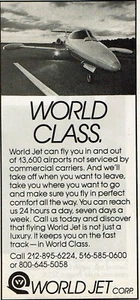 Pubblicità Stampa Vintage 1985 World Class Jet Corp Aeroporti Vettori Commerciali - Foto 1 di 2