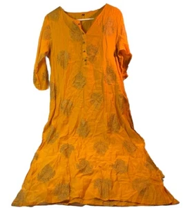 Kaftan Kleid Mandarine Orange XL Baumwolle Neu ohne Etikett - Bild 1 von 7