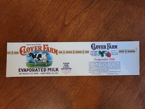 Clover Farm Evaporated Milk Can Paper Label 5 1/3 Oz Cleveland Ohio Dairy Cow - Picture 1 of 1