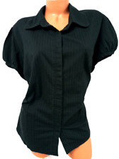 Envision studio black spandex stretch button down short sleeve top 18/20W