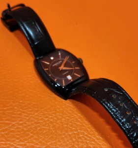 Kenneth Cole Watch 10030820 Mens Black Leather Diamond Accent 38mm Wide Case - Picture 1 of 13