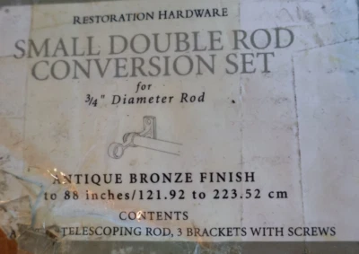 NUEVO Restauración Hardware 3/4" DOBLE VARILLA 48"-88" CONVERSIÓN KIT BRONCE ANTIGUO Foto 1 de 4