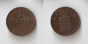 GERMANY  SAXONY-ALBERTINE 1 pfennig 1848 F - Picture 1 of 1