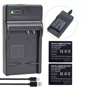 2x Battery+Charger For DE-A40 Panasonic Lumix DMC-FS3 DMC-FS3E DMC-FS5 FS5E FS20 - Picture 1 of 11