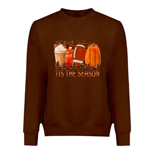 Tis The Season Sweatshirt Cute Pumpkin Sweatshirt Football Sweatshirts For Women - Picture 1 of 7