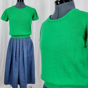 Vintage Braemar 100% Cotton S/S Green Sweater Size 36 (Small) - Picture 1 of 15