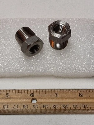Hex Reducing Bushing Stainless Steel 316ss 1/4" Fnpt x 1/2" Mnpt 2 Pack  - Image 1 of 4