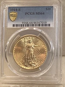 1914 S $20 gold Saint Gaudens Double Eagle PCGS MS64 (undergrade) - Picture 1 of 4
