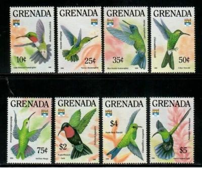Grenada 1992 - Hummingbirds - Set Of 8 Stamps - Scott #2073-80 - MNH - Image 1 of 3
