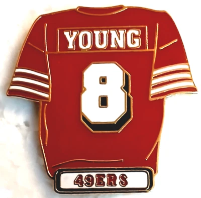49er Pins RARE Vintage 1997 San Francisco 49ers Steve Young Team Jersey NFL Pin - Imagem 1 de 3