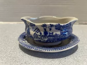 Vintage Blue Willow Kind Teeservice Top Soße befestigt Unterteller besetzt Japan weiß - Bild 1 von 6